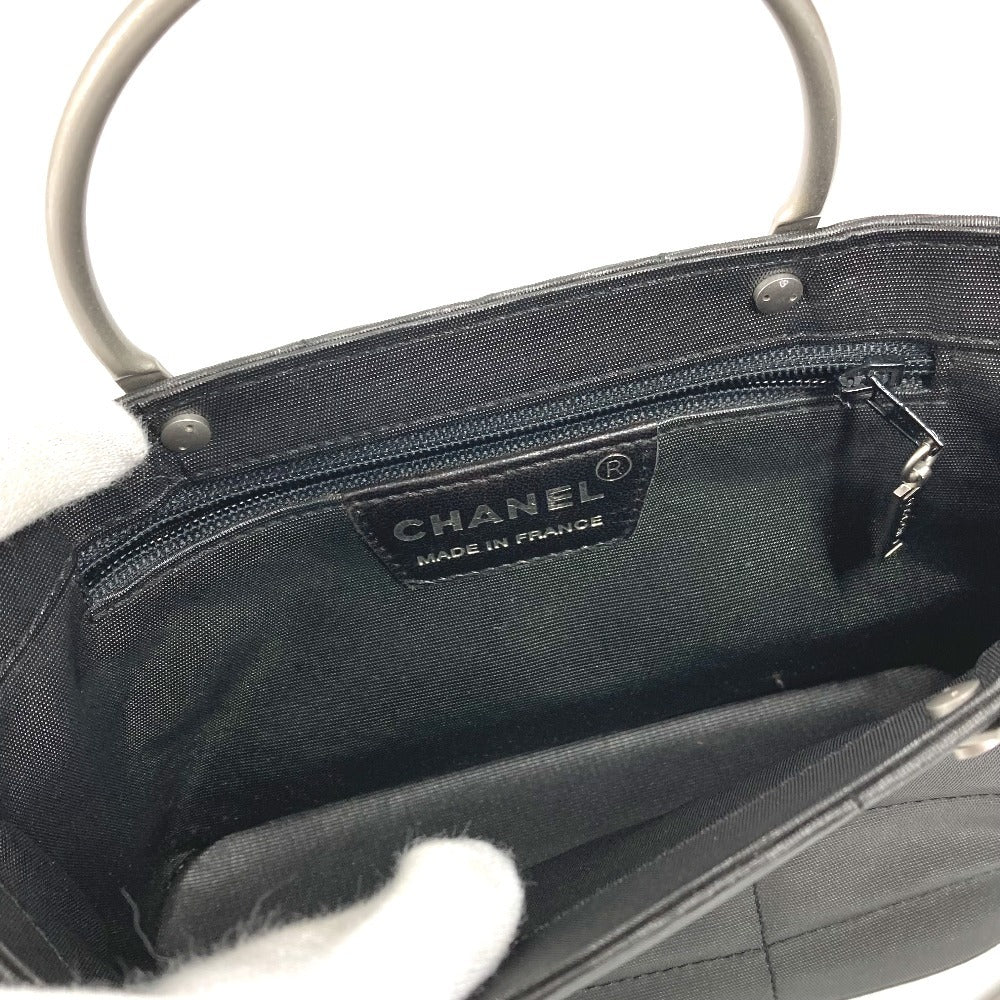 CHANEL メタルハンドル チョコバー カバン トートバッグ ハンドバッグ ナイロン レディース グレー