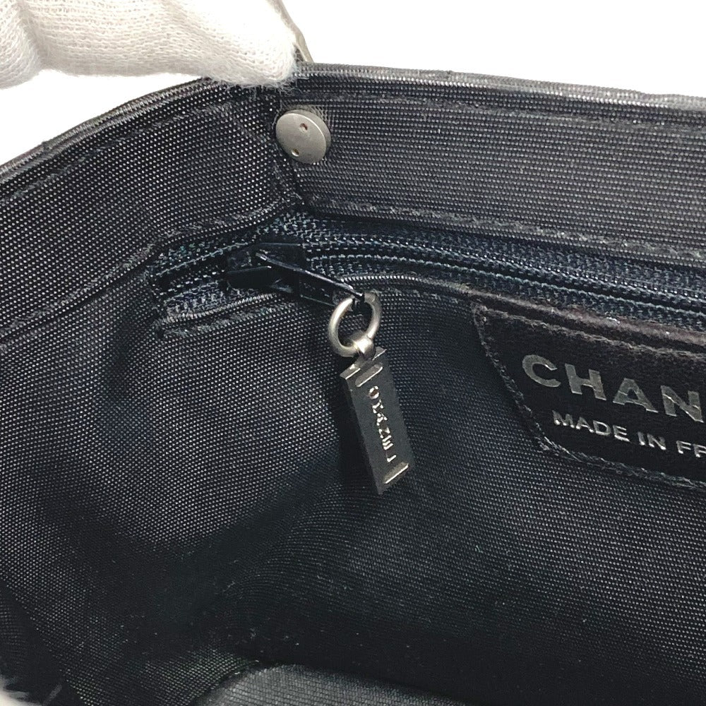 CHANEL メタルハンドル チョコバー カバン トートバッグ ハンドバッグ ナイロン レディース グレー