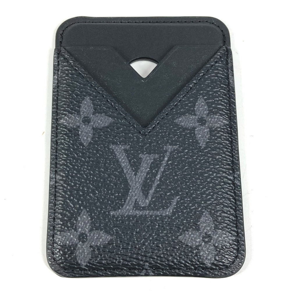 LOUIS VUITTON M12602 Monogram Eclipse Porte Cartes Magnétique Phone Accessory MagSafe Business Card Holder Pass Case Card Case Monogram Eclipse Canvas Unisex Black