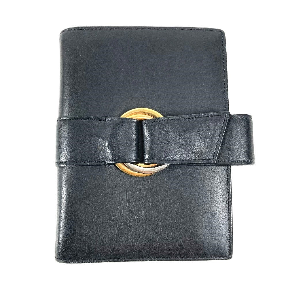 CARTIER Trinity Logo System Organizer Stationery Diary Cover Leather Unisex Black