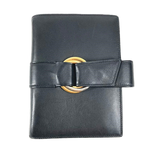 CARTIER Trinity Logo System Organizer Stationery Diary Cover Leather Unisex Black