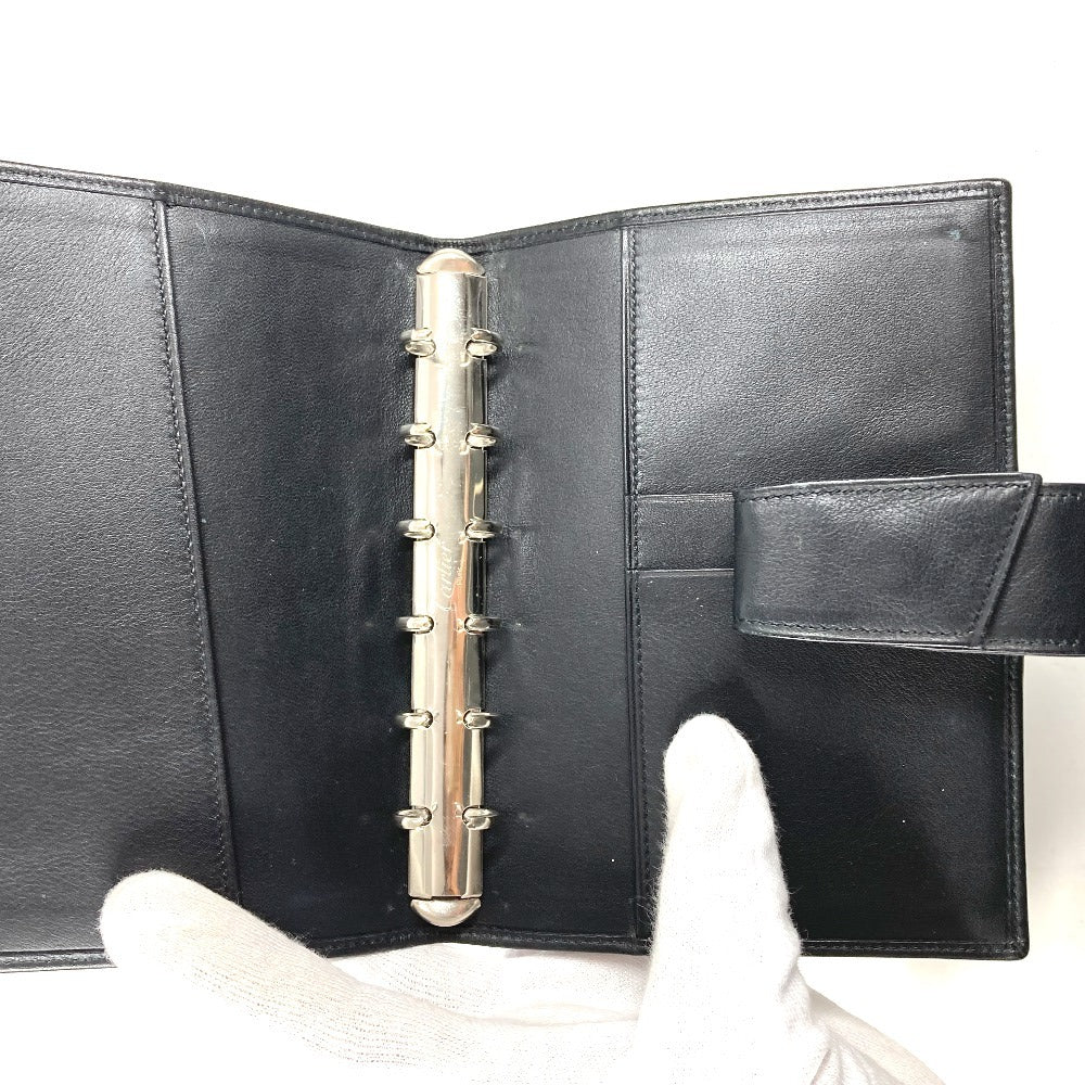 CARTIER Trinity Logo System Organizer Stationery Diary Cover Leather Unisex Black