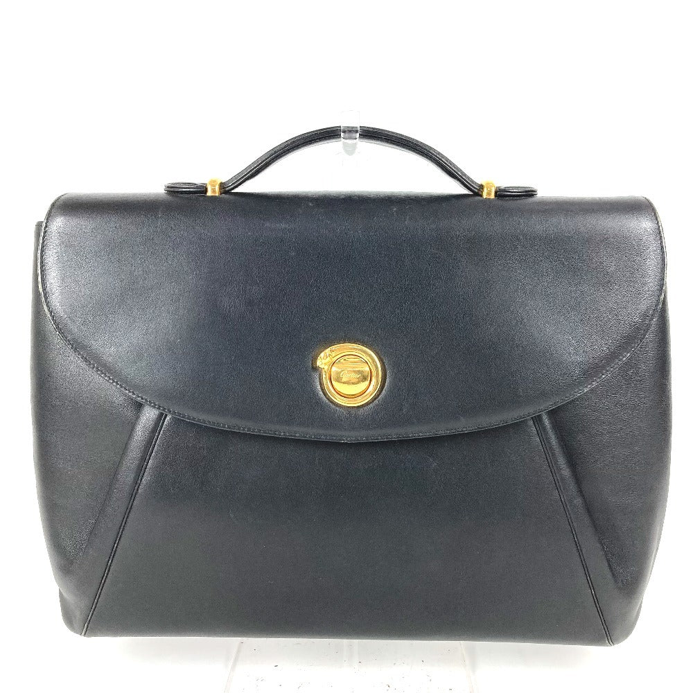 CARTIER Panthère Logo Bag Handbag Tote Bag Business Bag Leather Unisex Black
