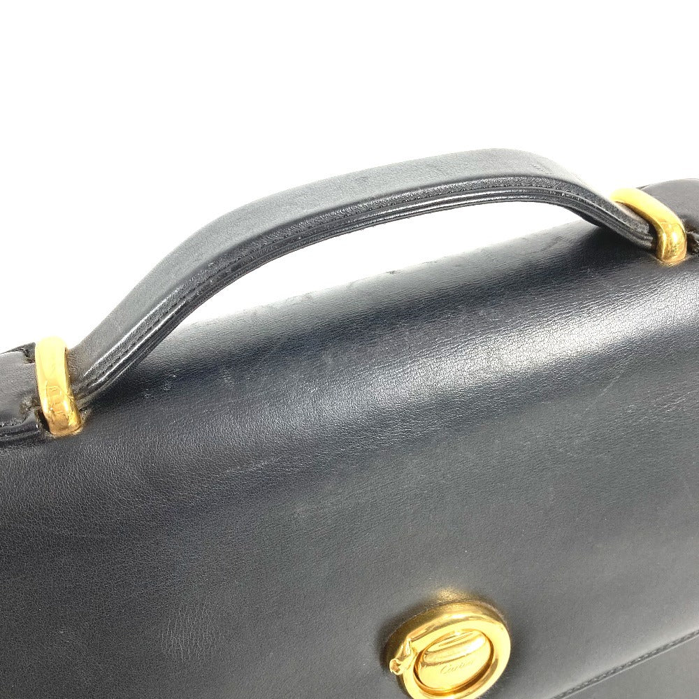 CARTIER Panthère Logo Bag Handbag Tote Bag Business Bag Leather Unisex Black