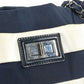 CHANEL 2.55金具 ボーダー カバン 肩掛け トートバッグ Wチェーン ショルダーバッグ ナイロンキャンバス レディース ブラック
