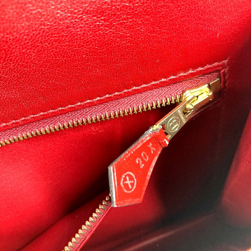 HERMES ヴィンテージ メドール ロゴ フラップ カバン セカンドバッグ ポーチ クラッチバッグ ボックスカーフ レディース ブラウン系