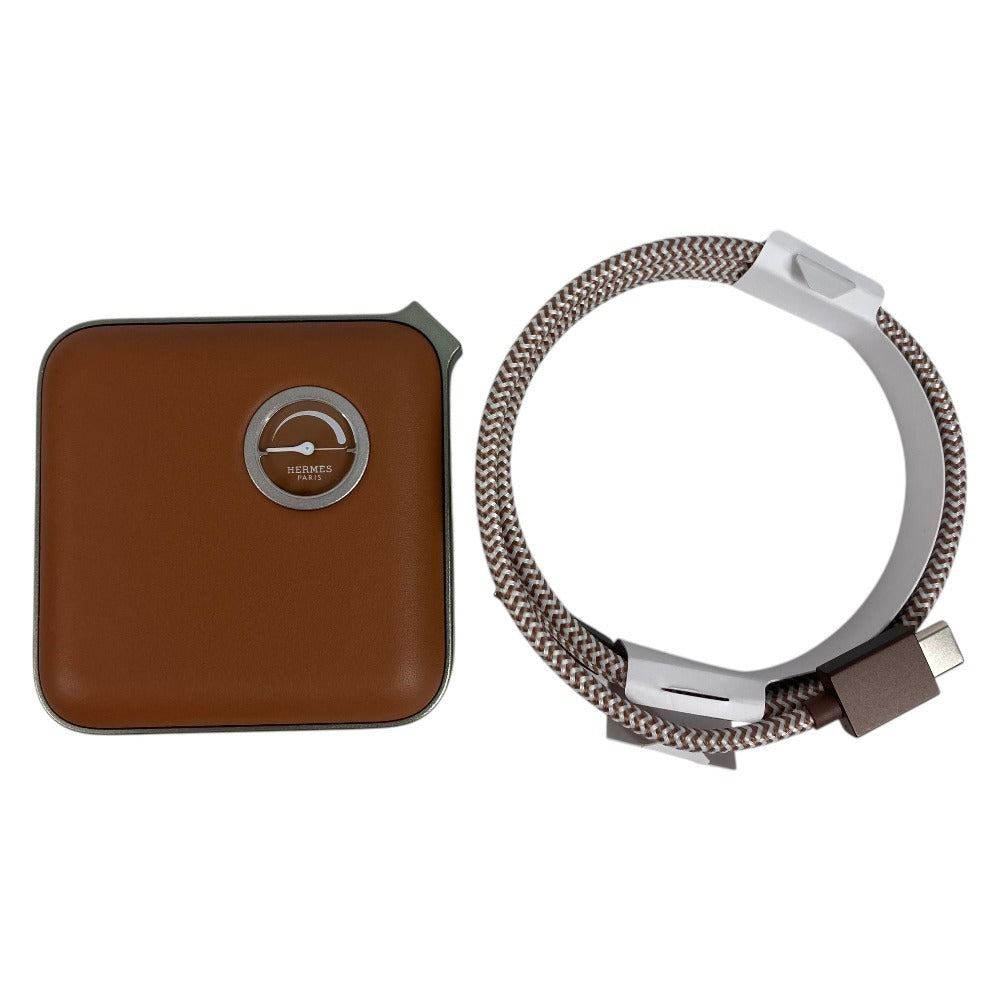 HERMES Interior Volt'H Mini Charger Mobile Battery Goods Leather Unisex Brown