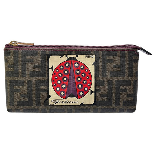 FENDI 7N0038 ズッカ ロゴ てんとう虫 ポーチ 小物入れ 収納 化粧ポーチ PVC ユニセックス ブラウン
