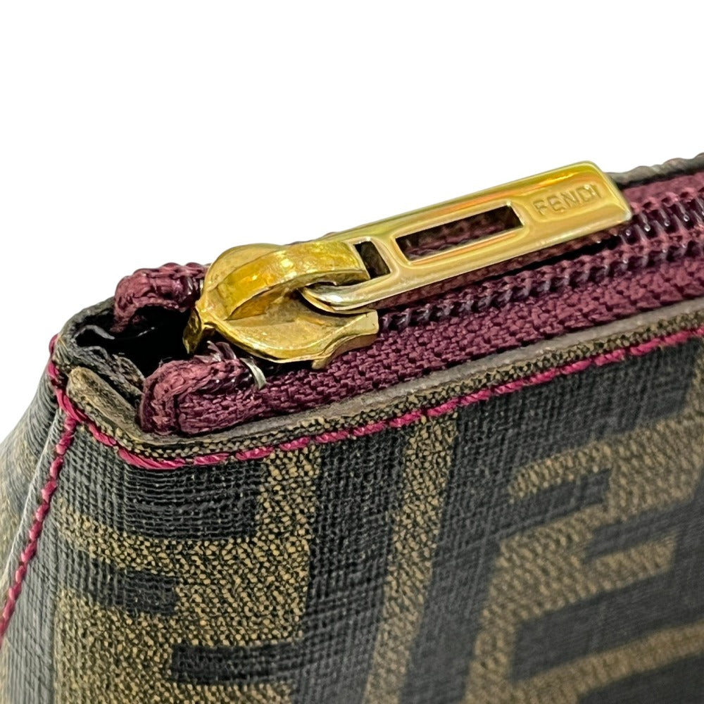 FENDI 7N0038 ズッカ ロゴ てんとう虫 ポーチ 小物入れ 収納 化粧ポーチ PVC ユニセックス ブラウン