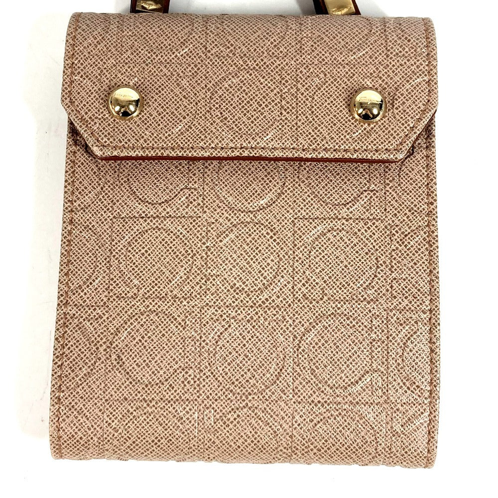 Salvatore Ferragamo Shoulder Bag Shoulder Wallet Gancini Logo Compact Wallet Trifold Wallet Leather Unisex Beige