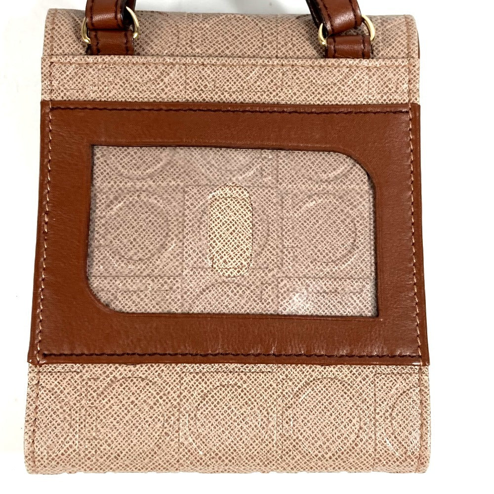 Salvatore Ferragamo Shoulder Bag Shoulder Wallet Gancini Logo Compact Wallet Trifold Wallet Leather Unisex Beige