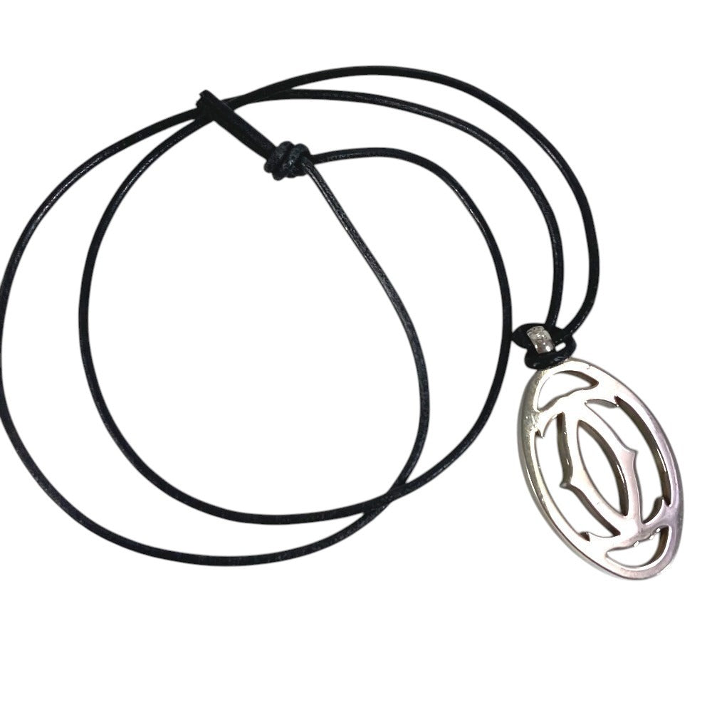 CARTIER T1220157 2C Decor สร้อยคอ ชอคเกอร์ หนังประดับโลหะจี้เงินยูนิเซ็กส์