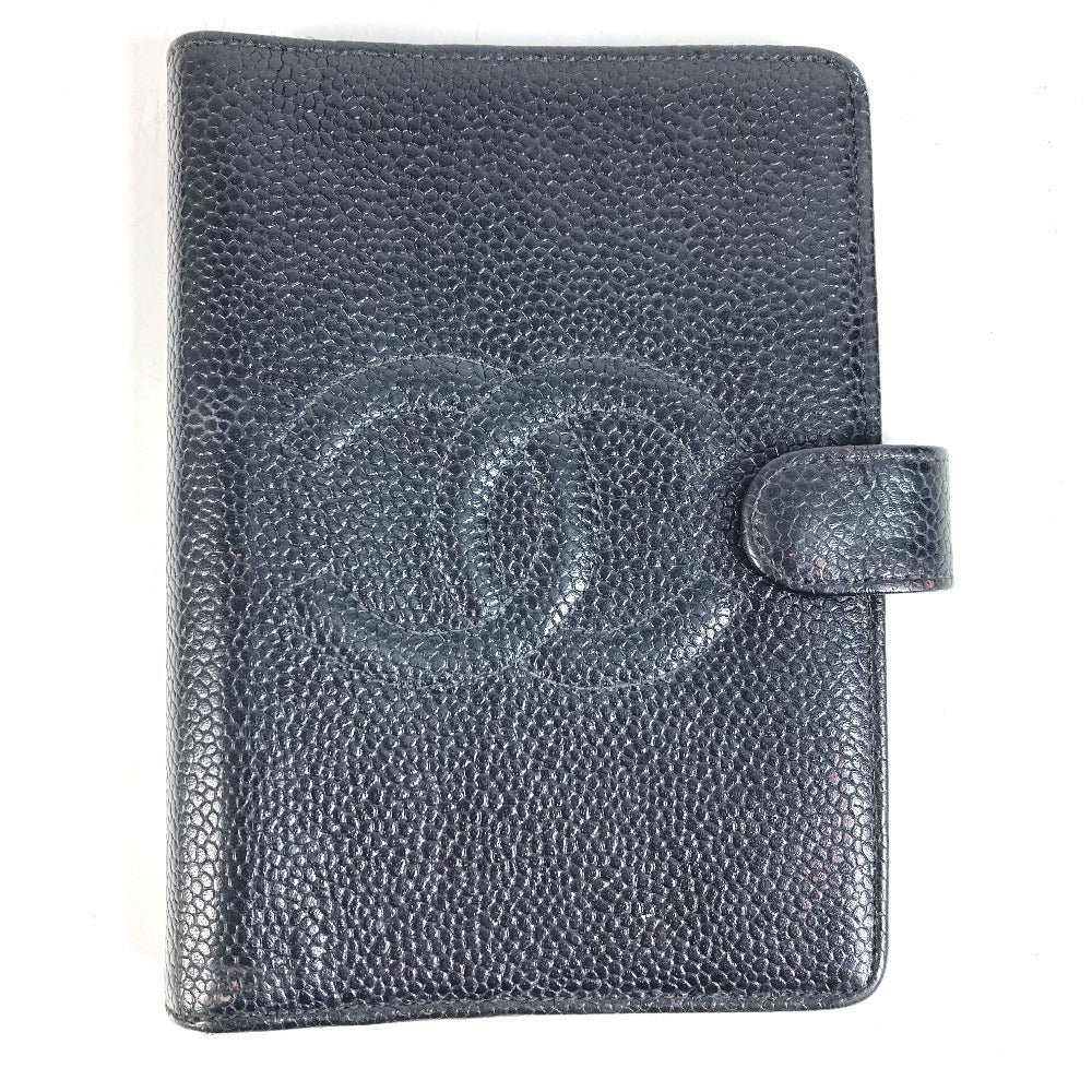 CHANEL CC โลโก้โคโค่มาร์ค เครื่องเขียน ระบบออร์แกไนเซอร์ เคสปกออร์แกไนเซอร์ หนังคาเวียร์ UNISEX สีดำ