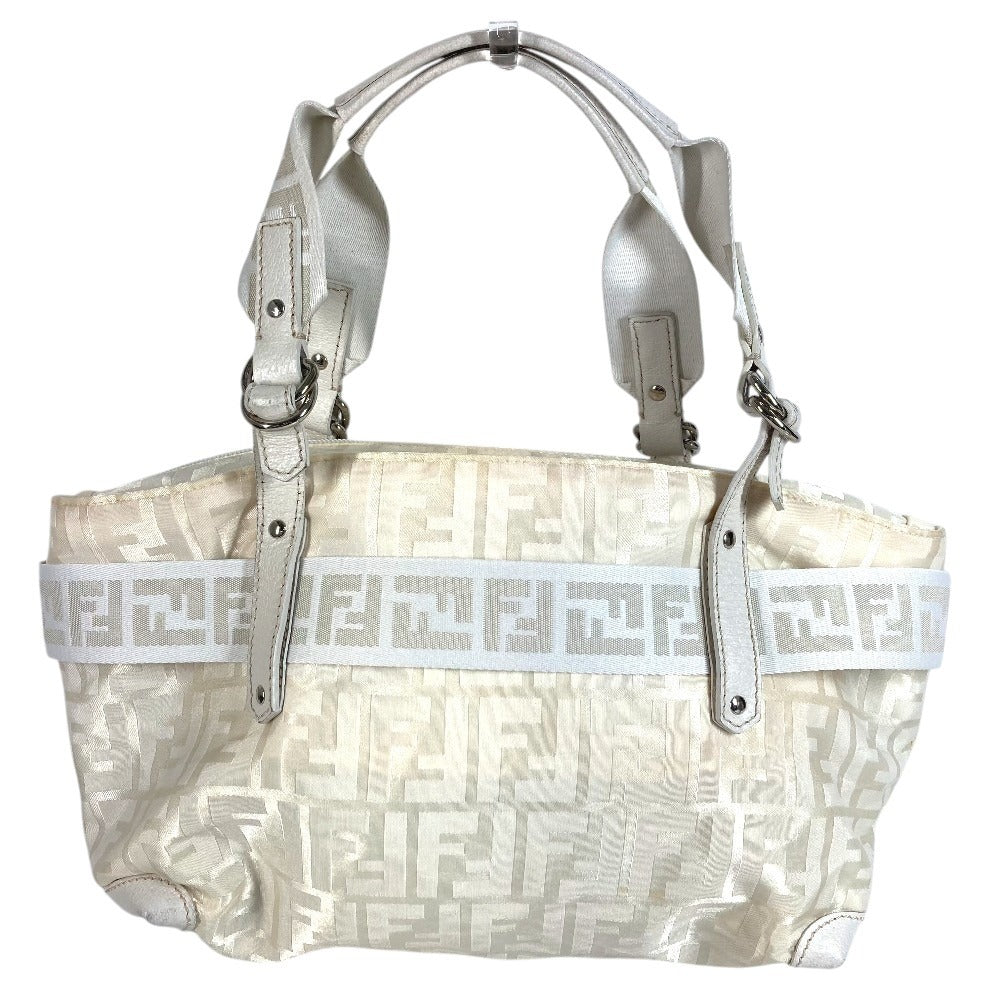 FENDI ZUCCA FF โลโก้ เข็มขัด กระเป๋า โท้ท กระเป๋าสะพาย กระเป๋าถือ ไนลอนแคนวาส/หนัง ยูนิเซ็กส์ สีขาว