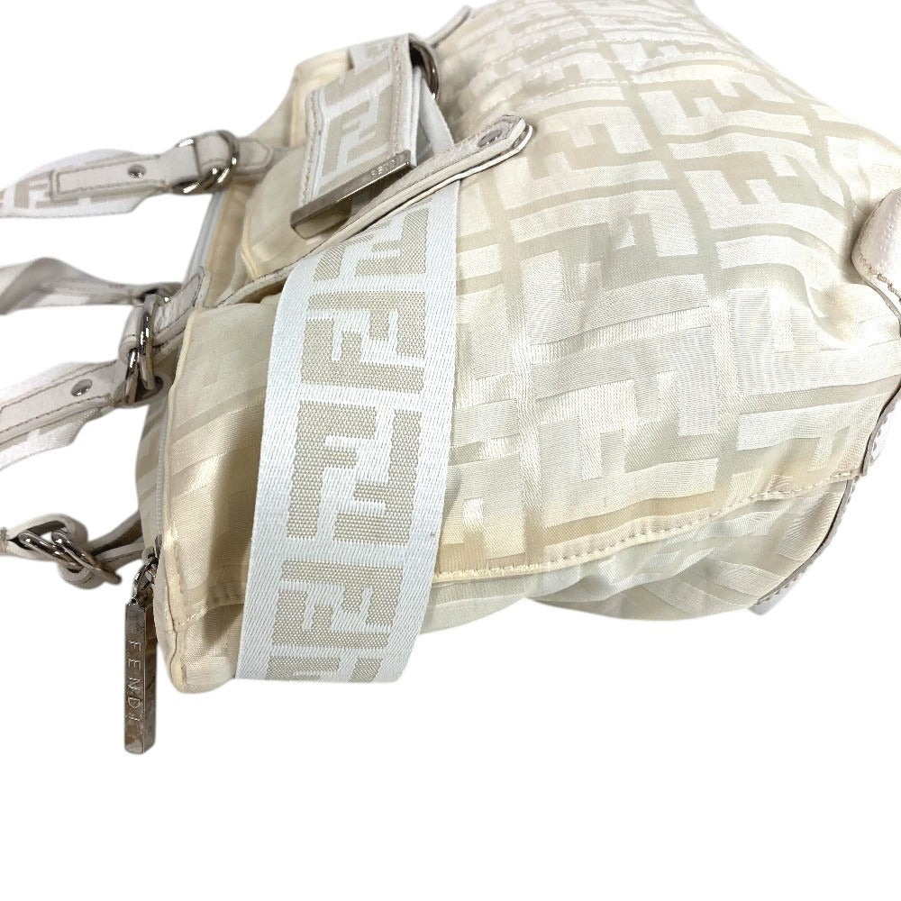 FENDI ZUCCA FF โลโก้ เข็มขัด กระเป๋า โท้ท กระเป๋าสะพาย กระเป๋าถือ ไนลอนแคนวาส/หนัง ยูนิเซ็กส์ สีขาว