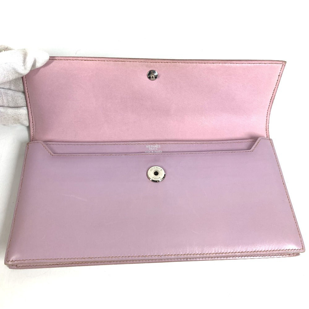 HERMES โลโก้ กระเป๋าถือ กระเป๋าเพาช์ กระเป๋าคลัตช์ กระเป๋าคลัตช์หนัง ยูนิเซ็กส์ สีม่วงอมชมพู