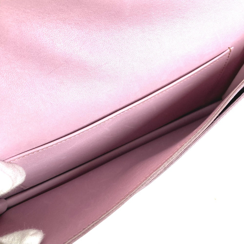 HERMES โลโก้ กระเป๋าถือ กระเป๋าเพาช์ กระเป๋าคลัตช์ กระเป๋าคลัตช์หนัง ยูนิเซ็กส์ สีม่วงอมชมพู