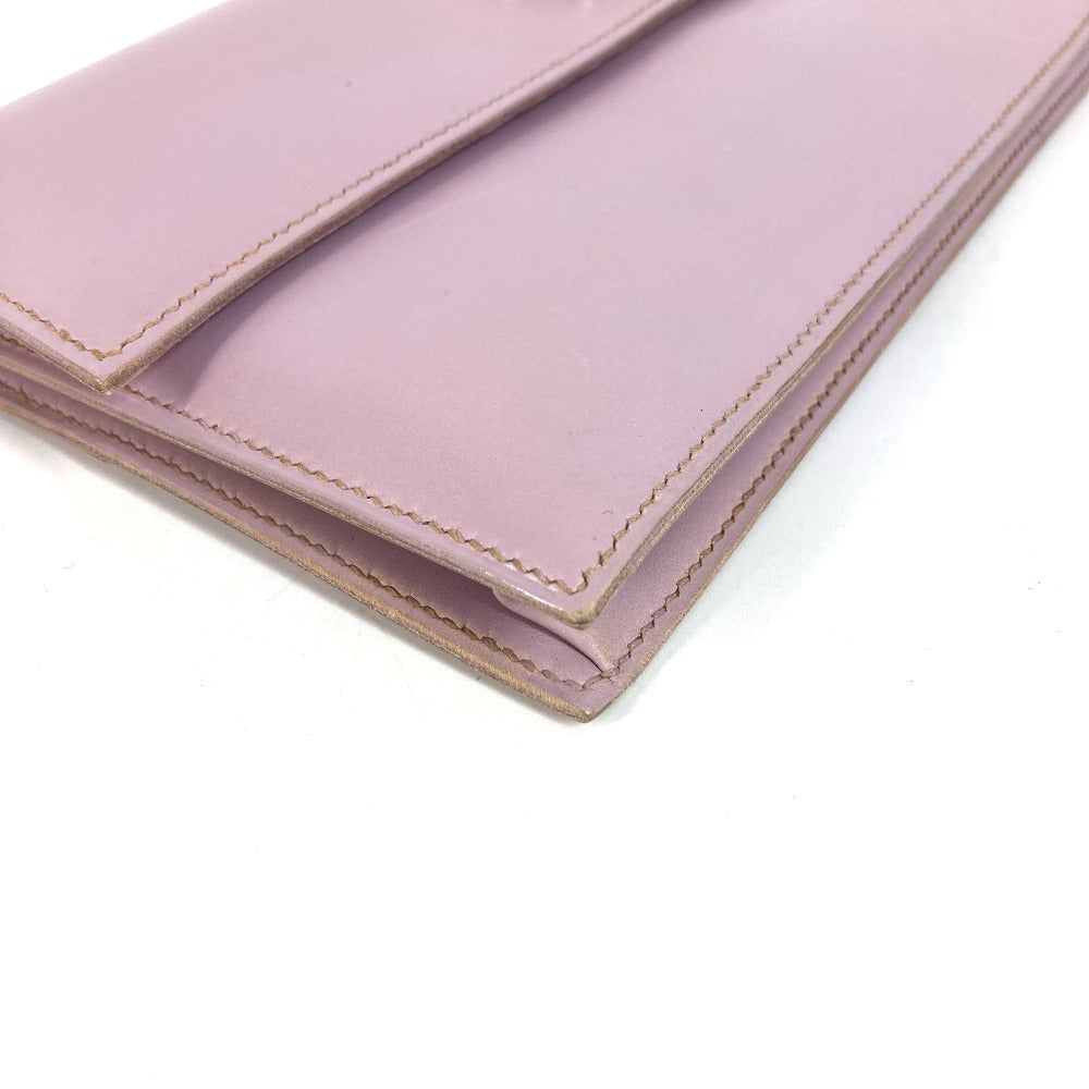 HERMES โลโก้ กระเป๋าถือ กระเป๋าเพาช์ กระเป๋าคลัตช์ กระเป๋าคลัตช์หนัง ยูนิเซ็กส์ สีม่วงอมชมพู