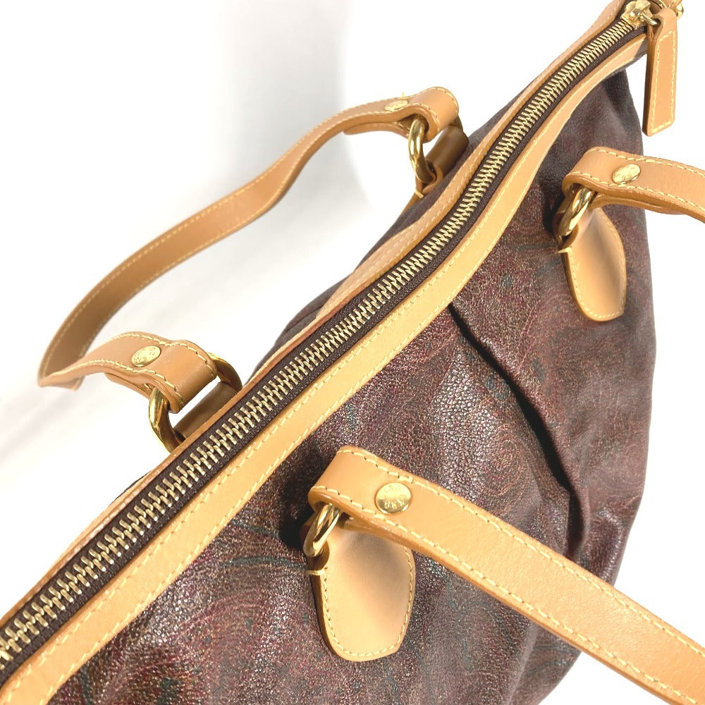 ETRO กระเป๋าสะพายข้าง/กระเป๋าโท้ท ลาย Paisley โลโก้ หนัง/ผ้าแคนวาส สำหรับทุกเพศ สีแดงไวน์