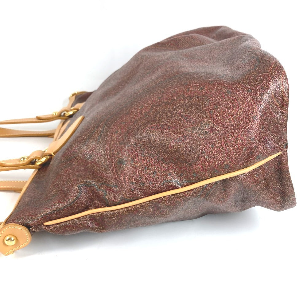 ETRO กระเป๋าสะพายข้าง/กระเป๋าโท้ท ลาย Paisley โลโก้ หนัง/ผ้าแคนวาส สำหรับทุกเพศ สีแดงไวน์