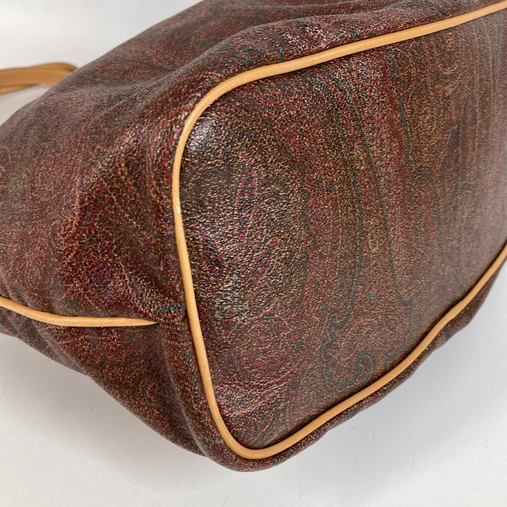 ETRO กระเป๋าสะพายข้าง/กระเป๋าโท้ท ลาย Paisley โลโก้ หนัง/ผ้าแคนวาส สำหรับทุกเพศ สีแดงไวน์