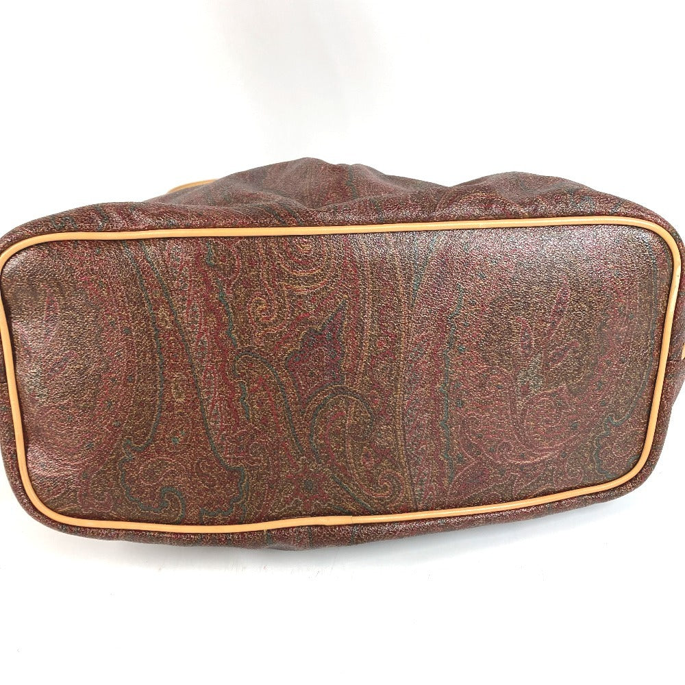 ETRO กระเป๋าสะพายข้าง/กระเป๋าโท้ท ลาย Paisley โลโก้ หนัง/ผ้าแคนวาส สำหรับทุกเพศ สีแดงไวน์