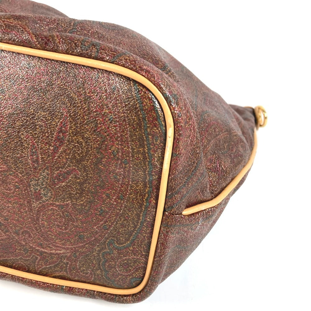 ETRO กระเป๋าสะพายข้าง/กระเป๋าโท้ท ลาย Paisley โลโก้ หนัง/ผ้าแคนวาส สำหรับทุกเพศ สีแดงไวน์