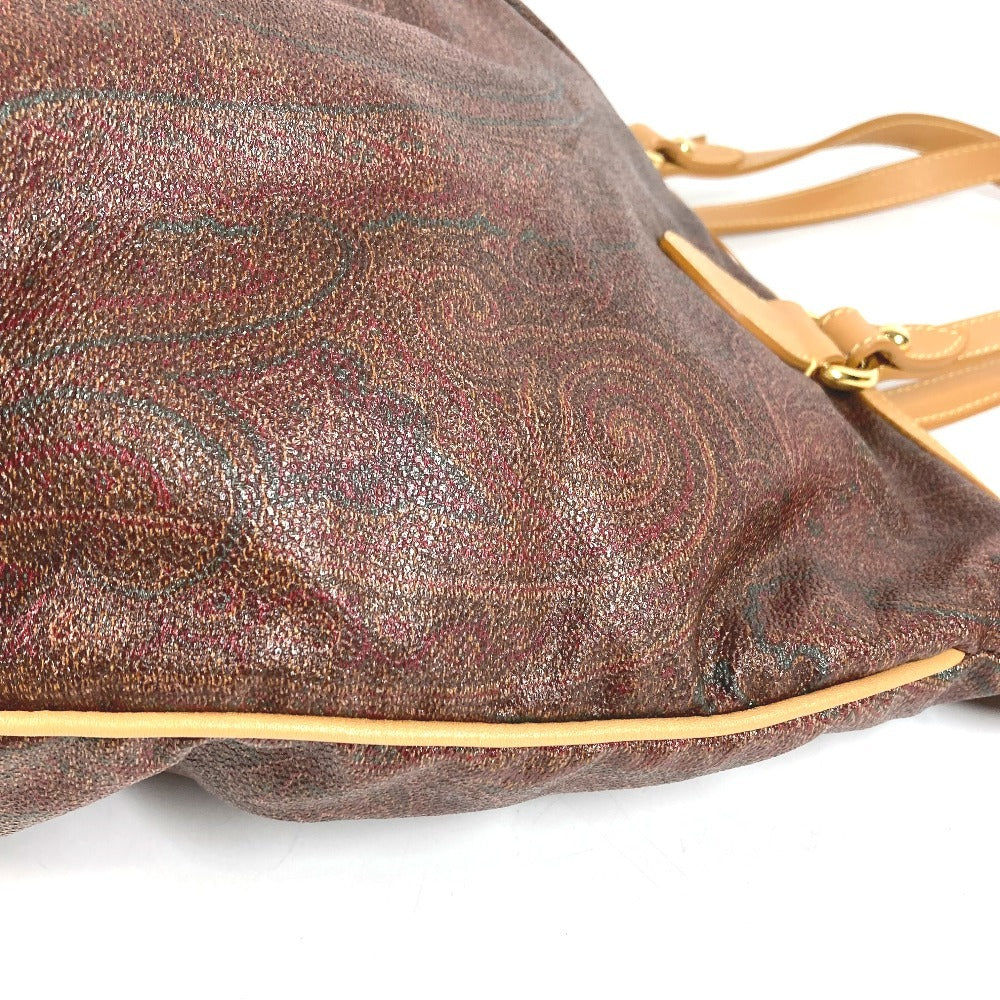 ETRO กระเป๋าสะพายข้าง/กระเป๋าโท้ท ลาย Paisley โลโก้ หนัง/ผ้าแคนวาส สำหรับทุกเพศ สีแดงไวน์