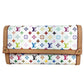 LOUIS VUITTON M13397 ลิมิเต็ดเฉพาะญี่ปุ่น LV x TM Monogram Multicolor Portefeuille Sarah NM กระเป๋าสตางค์ใบยาวแบบพับ Monogram Multicolor Canvas Unisex สีขาว (Blanc)