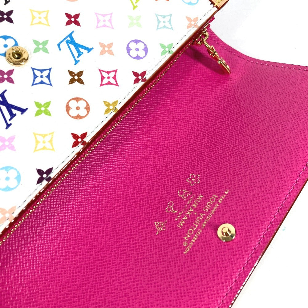 LOUIS VUITTON M13397 ลิมิเต็ดเฉพาะญี่ปุ่น LV x TM Monogram Multicolor Portefeuille Sarah NM กระเป๋าสตางค์ใบยาวแบบพับ Monogram Multicolor Canvas Unisex สีขาว (Blanc)