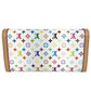 LOUIS VUITTON M13397 ลิมิเต็ดเฉพาะญี่ปุ่น LV x TM Monogram Multicolor Portefeuille Sarah NM กระเป๋าสตางค์ใบยาวแบบพับ Monogram Multicolor Canvas Unisex สีขาว (Blanc)