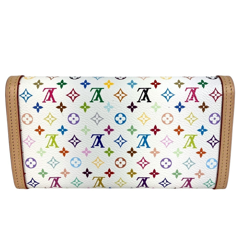 LOUIS VUITTON M13397 ลิมิเต็ดเฉพาะญี่ปุ่น LV x TM Monogram Multicolor Portefeuille Sarah NM กระเป๋าสตางค์ใบยาวแบบพับ Monogram Multicolor Canvas Unisex สีขาว (Blanc)