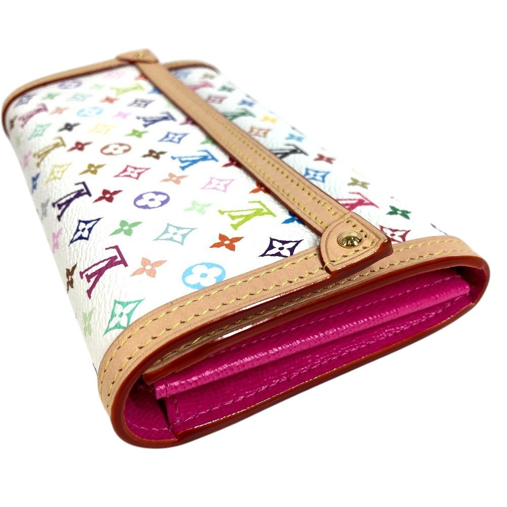 LOUIS VUITTON M13397 ลิมิเต็ดเฉพาะญี่ปุ่น LV x TM Monogram Multicolor Portefeuille Sarah NM กระเป๋าสตางค์ใบยาวแบบพับ Monogram Multicolor Canvas Unisex สีขาว (Blanc)