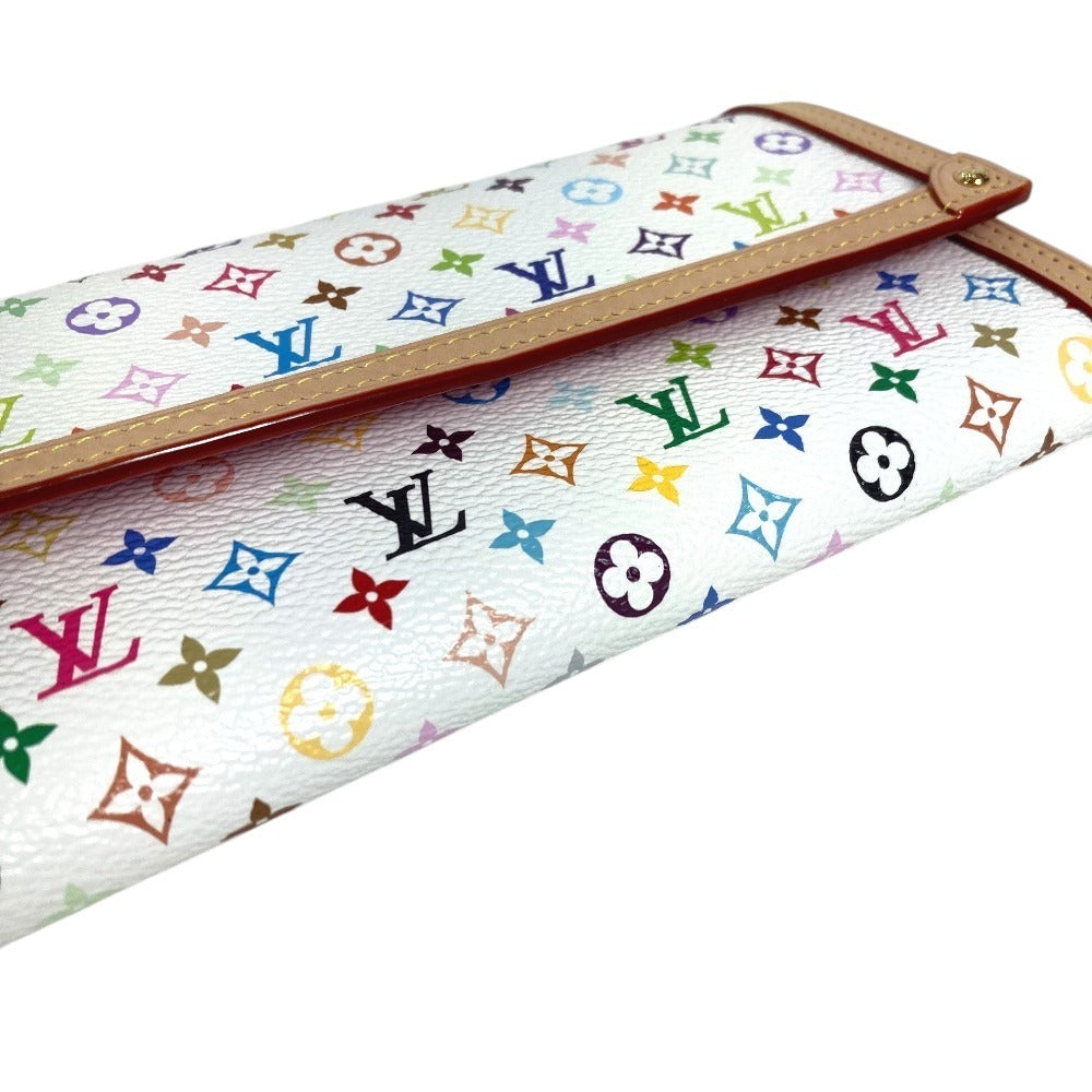 LOUIS VUITTON M13397 ลิมิเต็ดเฉพาะญี่ปุ่น LV x TM Monogram Multicolor Portefeuille Sarah NM กระเป๋าสตางค์ใบยาวแบบพับ Monogram Multicolor Canvas Unisex สีขาว (Blanc)