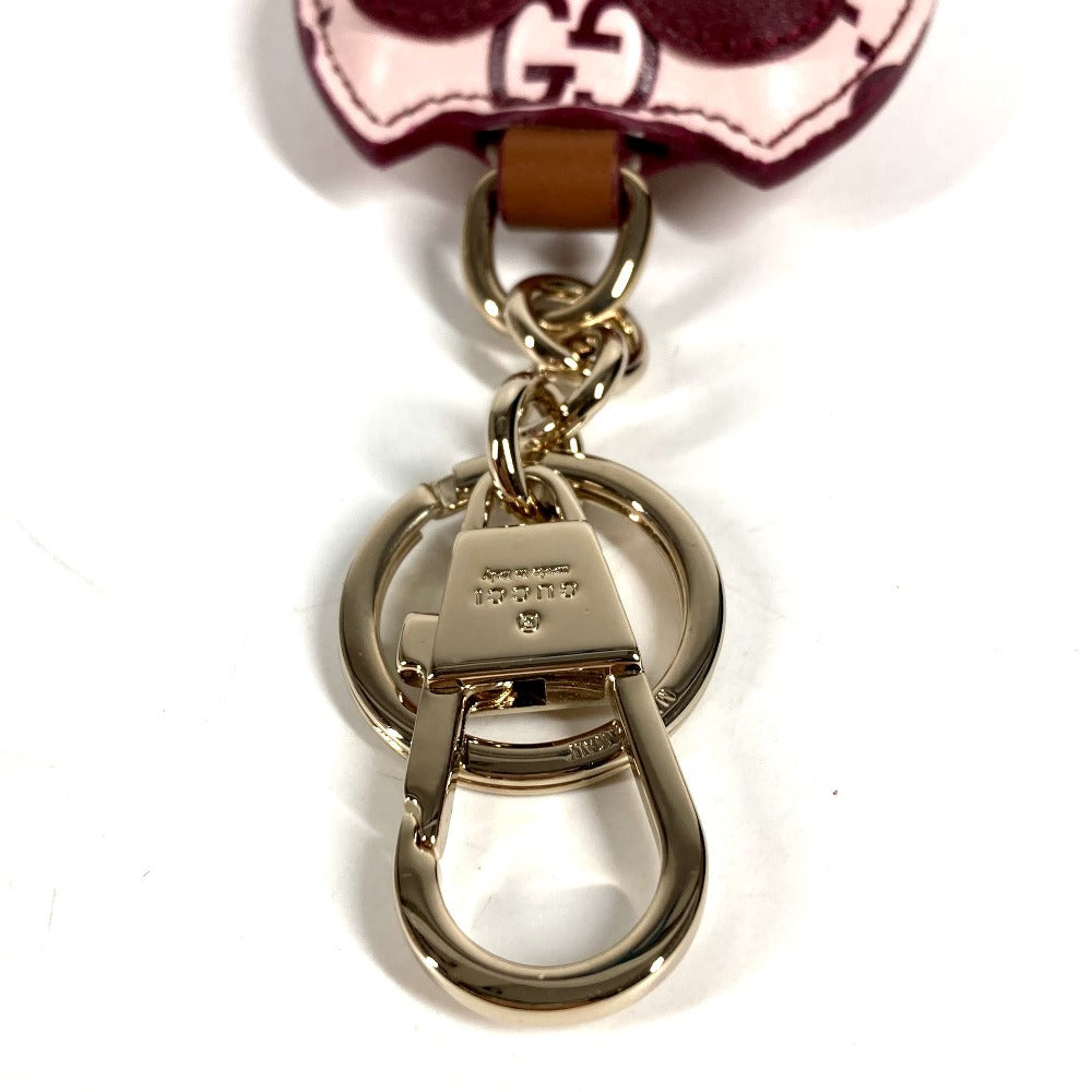 GUCCI 821813 GGエンブレム オウル ふくろう シェイプ バッグ チャーム バッグチャーム キーホルダー レザー ユニセックス ピンク