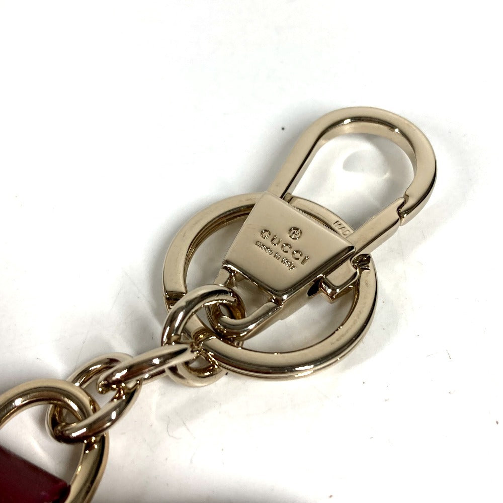 GUCCI ‎837346 GGエンブレム バタフライ 蝶 シェイプ バッグ チャーム バッグチャーム キーホルダー レザー ユニセックス ピンク