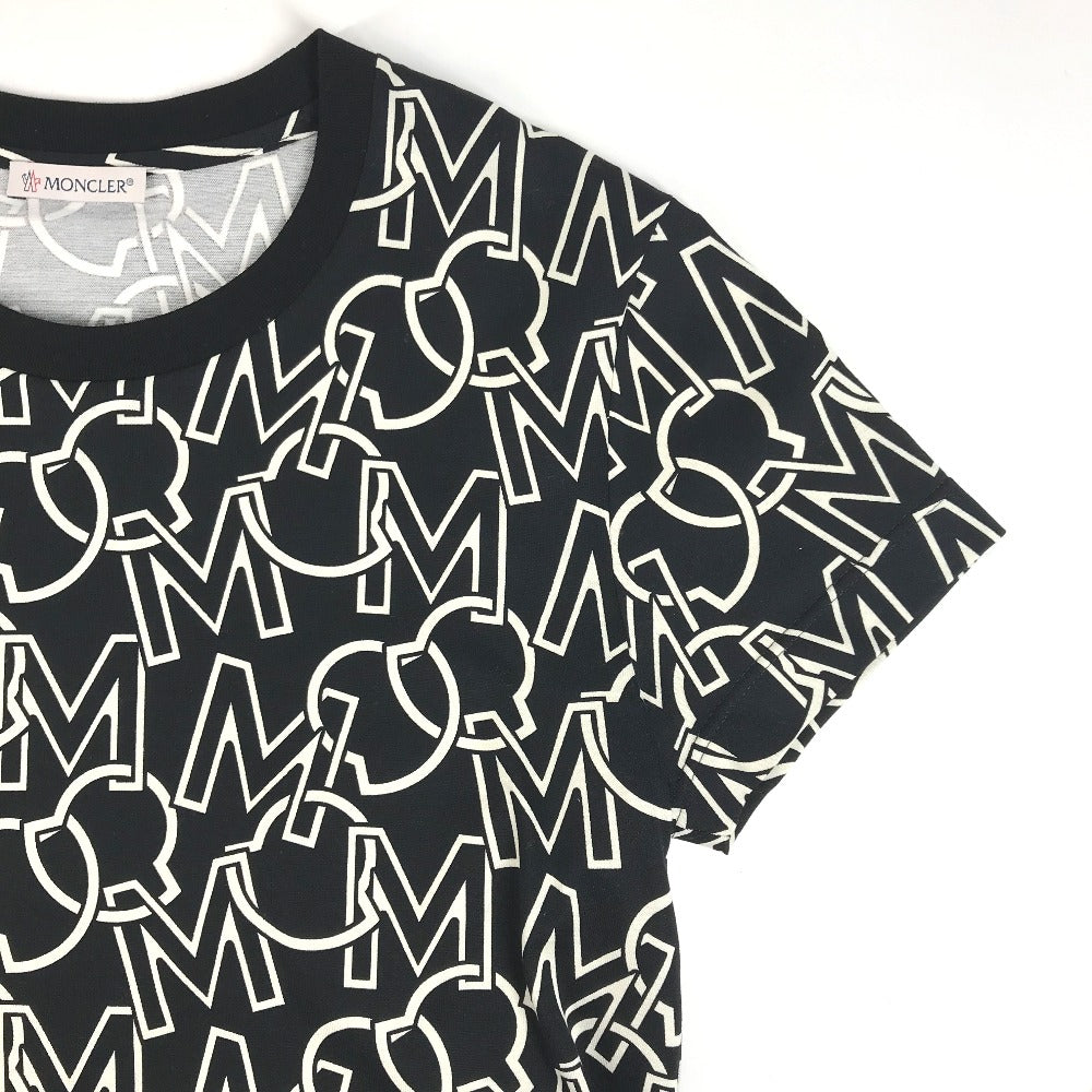 MONCLER 総柄 ロゴ T-SHIRT GIROCOLLO SS T-SHIRT アパレル　半袖　トップス 半袖Ｔシャツ コットン レディース ブラック