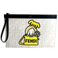 FENDI 7N0134 タロアウト Tarout コラボ ズッカ ロゴ クラッチバッグ ポーチ カバン セカンドバッグ クラッチバッグ レザー ユニセックス ホワイト