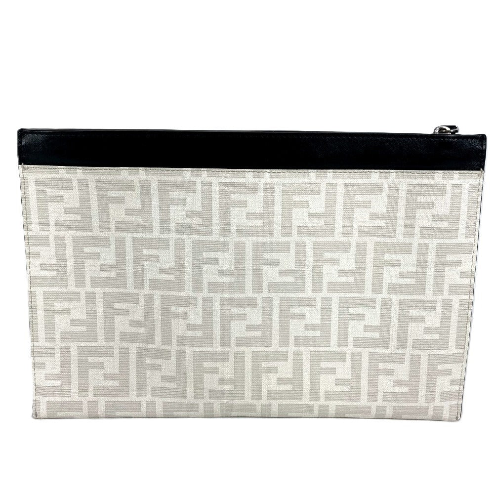 FENDI 7N0134 タロアウト Tarout コラボ ズッカ ロゴ クラッチバッグ ポーチ カバン セカンドバッグ クラッチバッグ レザー ユニセックス ホワイト
