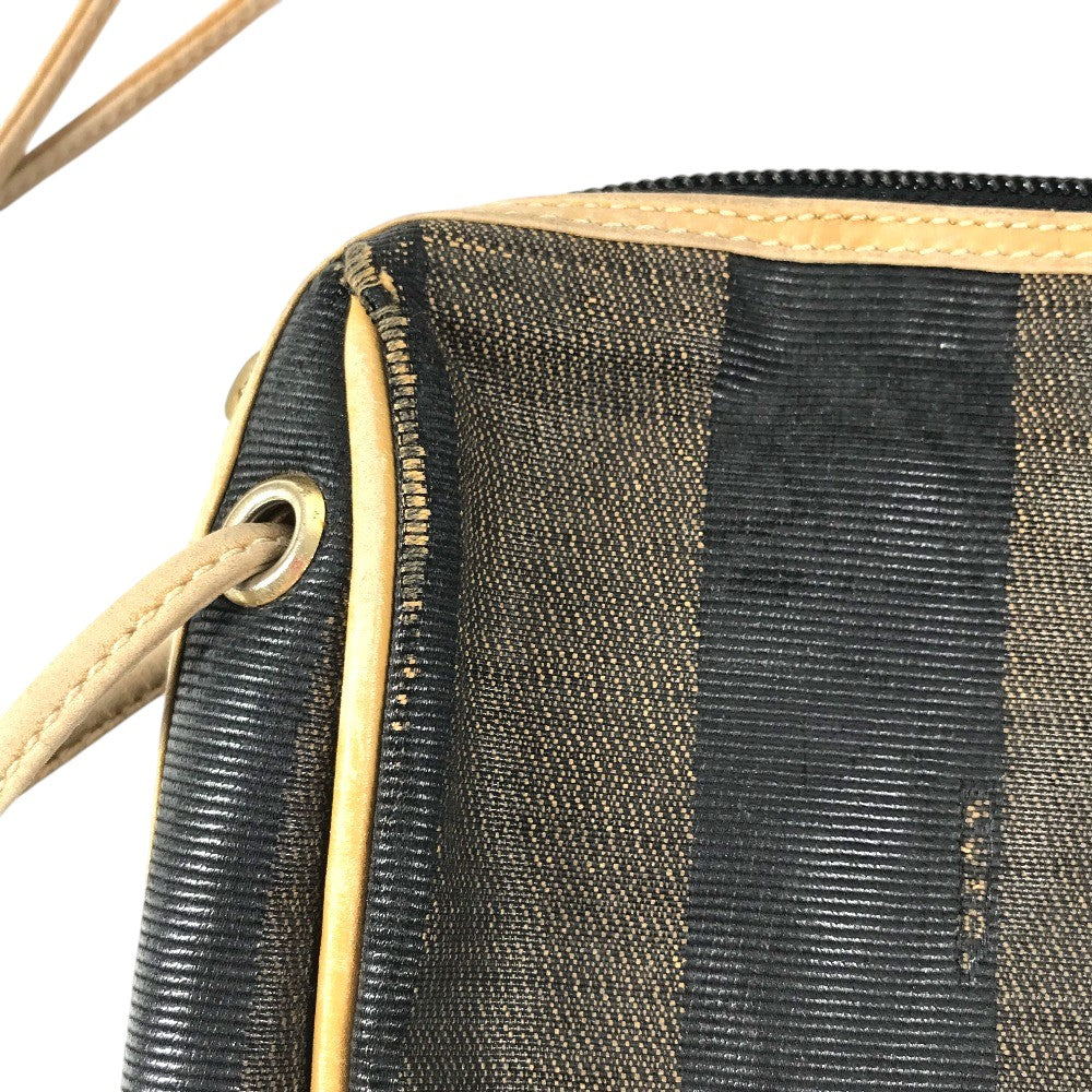 FENDI ペカン ロゴ 肩掛け リラクシング mini ミニ ショルダーバッグ レザー/キャンバス ユニセックス ブラウン