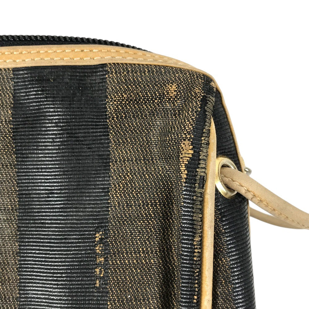 FENDI ペカン ロゴ 肩掛け リラクシング mini ミニ ショルダーバッグ レザー/キャンバス ユニセックス ブラウン