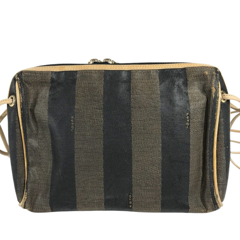 FENDI ペカン ロゴ 肩掛け リラクシング mini ミニ ショルダーバッグ レザー/キャンバス ユニセックス ブラウン