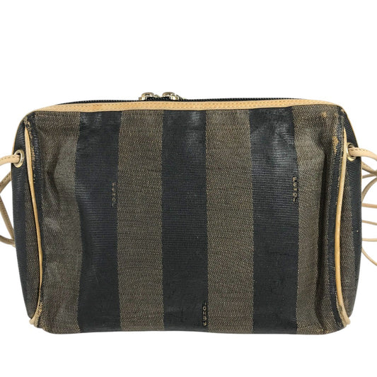 FENDI ペカン ロゴ 肩掛け リラクシング mini ミニ ショルダーバッグ レザー/キャンバス ユニセックス ブラウン