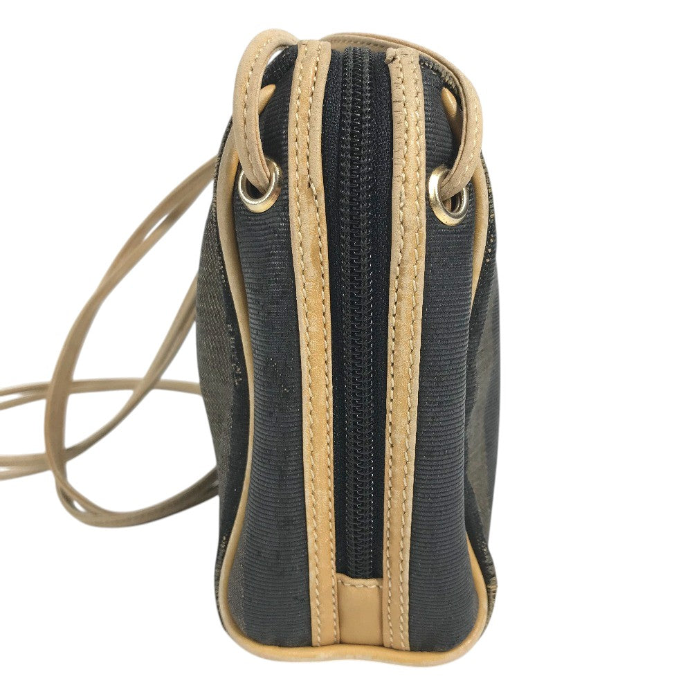 FENDI ペカン ロゴ 肩掛け リラクシング mini ミニ ショルダーバッグ レザー/キャンバス ユニセックス ブラウン