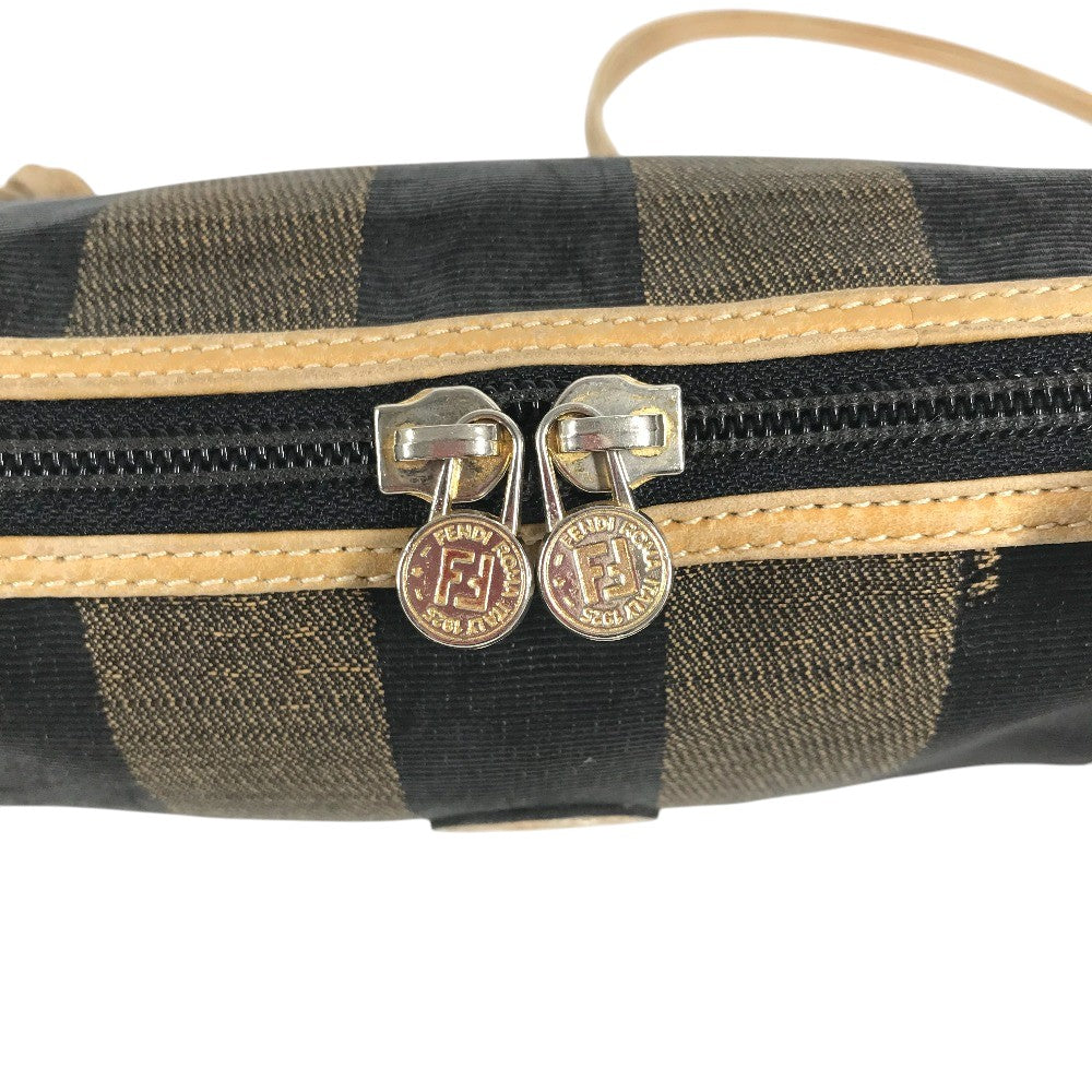 FENDI ペカン ロゴ 肩掛け リラクシング mini ミニ ショルダーバッグ レザー/キャンバス ユニセックス ブラウン