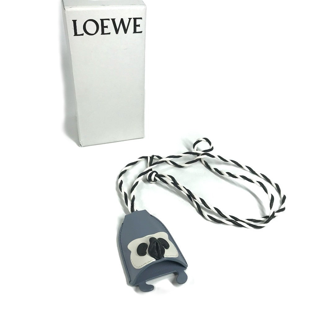 LOEWE C880232X08 Suna Fujita スナ フジタ コラボ クロシェット 狸 タヌキ アニマル チャーム バッグチャーム キーホルダー キーリング レザー ユニセックス ブルー