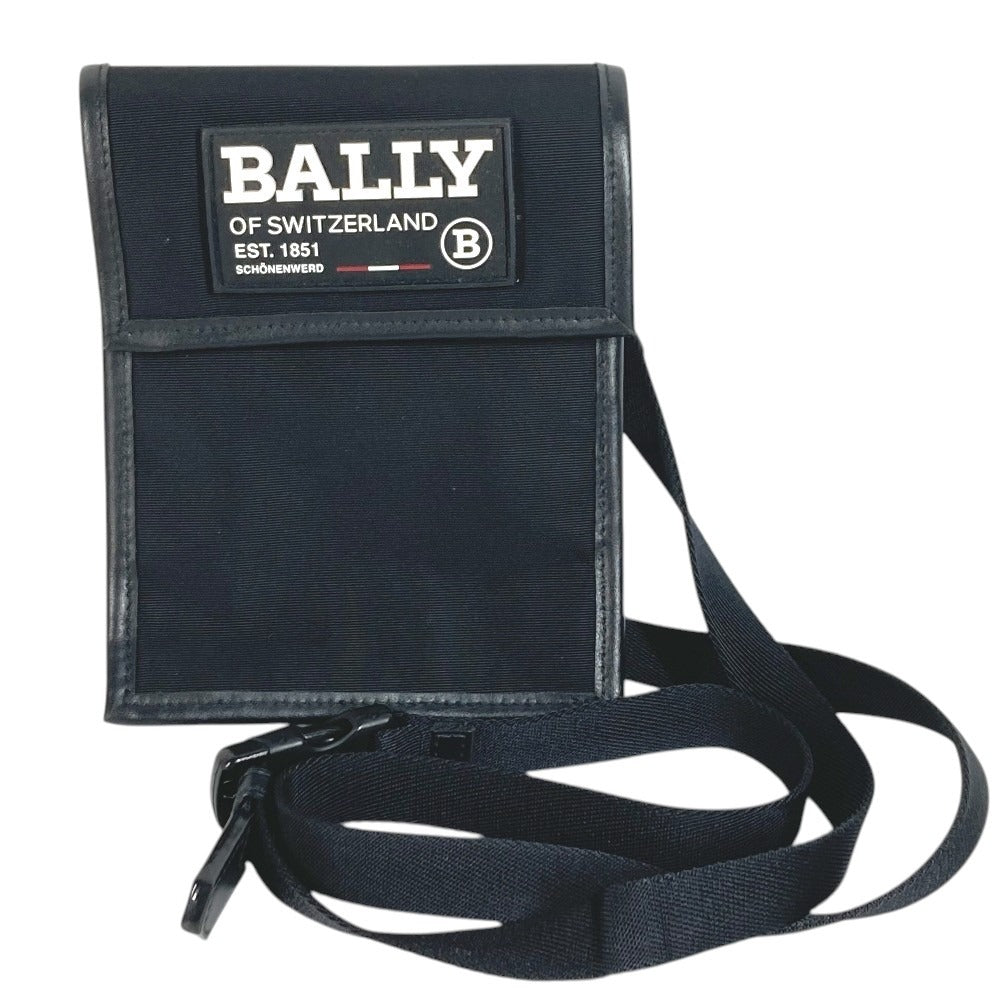 BALLY ロゴ カバン 斜め掛け フラップ ショルダーバッグ ナイロンキャンバス ユニセックス ブラック