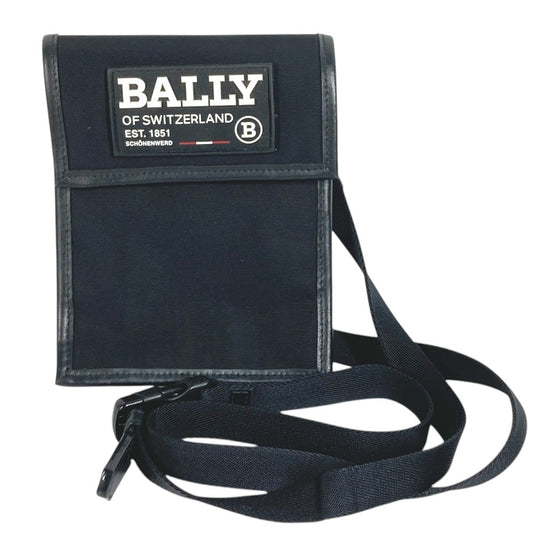 BALLY ロゴ カバン 斜め掛け フラップ ショルダーバッグ ナイロンキャンバス ユニセックス ブラック