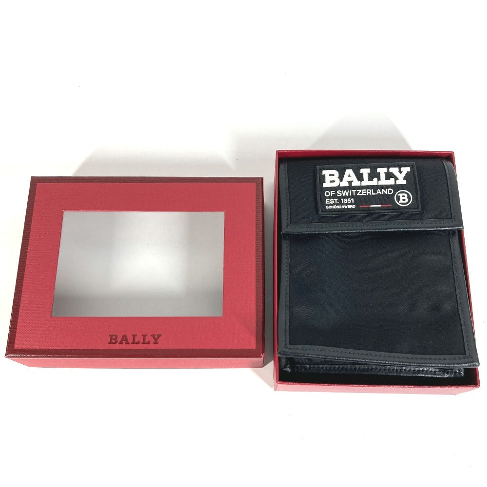 BALLY ロゴ カバン 斜め掛け フラップ ショルダーバッグ ナイロンキャンバス ユニセックス ブラック
