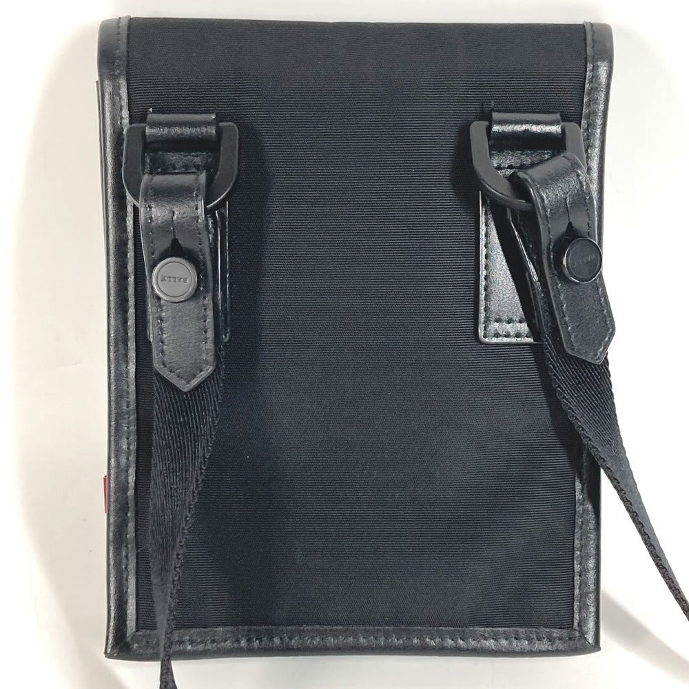 BALLY ロゴ カバン 斜め掛け フラップ ショルダーバッグ ナイロンキャンバス ユニセックス ブラック